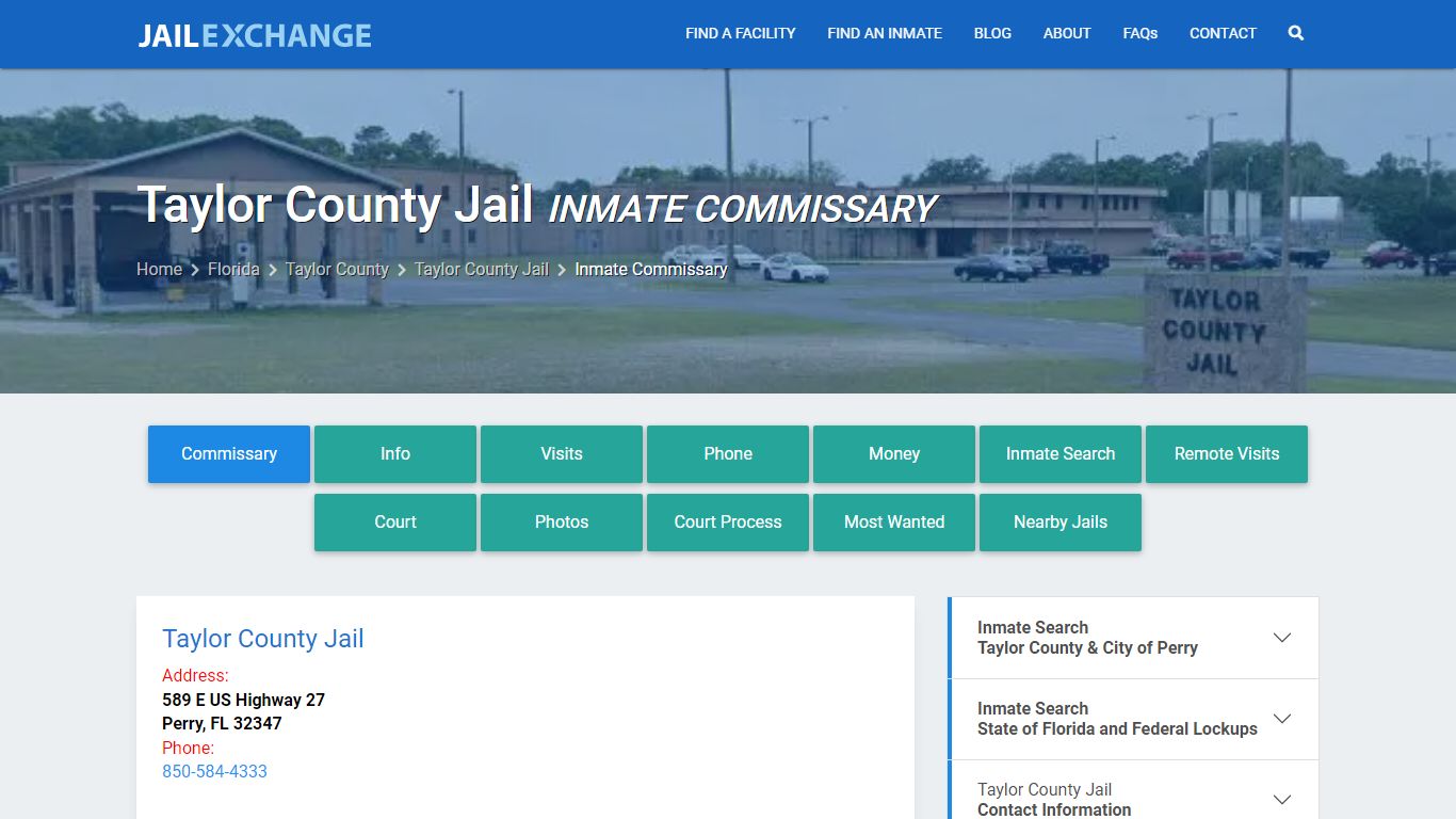 Inmate Commissary, Care Packs - Taylor County Jail, FL