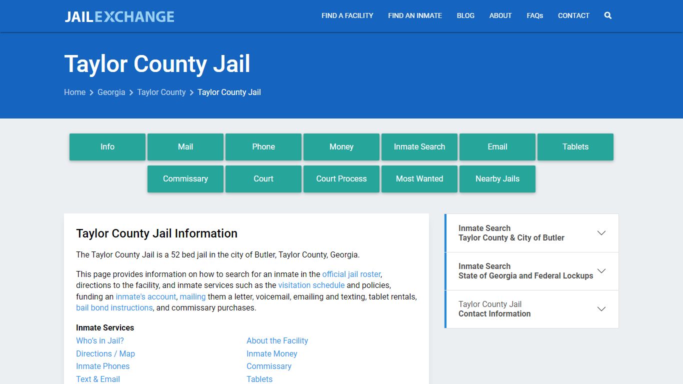 Taylor County Jail, GA Inmate Search, Information